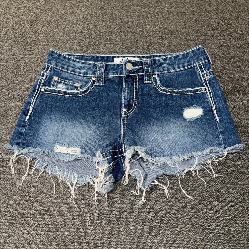 Daytrip Capricorn Distressed Frayed Hem Denim Shorts Women's Size 28 Y2K Cut Off